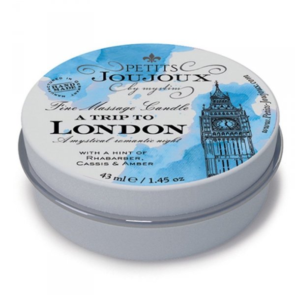Petits Joujoux Fine Massage Candles A trip to London (33 g) - świeca do masażu (rabarbar, ambra i czarna porzeczka)