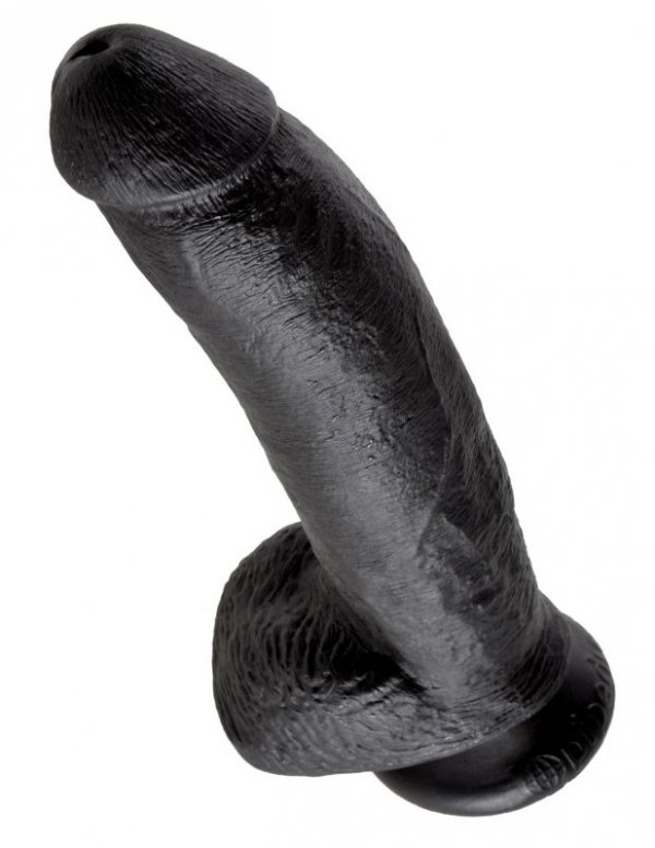 King Cock czarne dildo - 9'' Cock with Balls sztuczny penis (czarny)