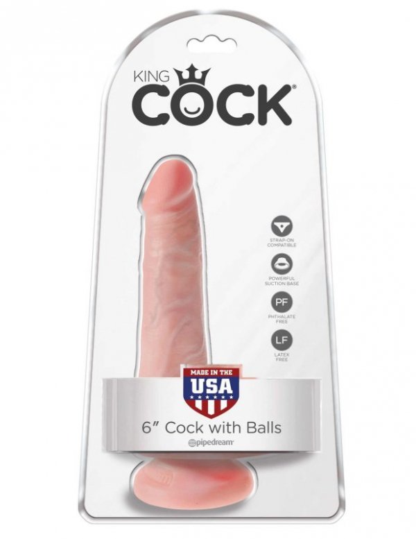 King Cock małe dildo - 6'' Cock with Balls sztuczny penis (cielisty)