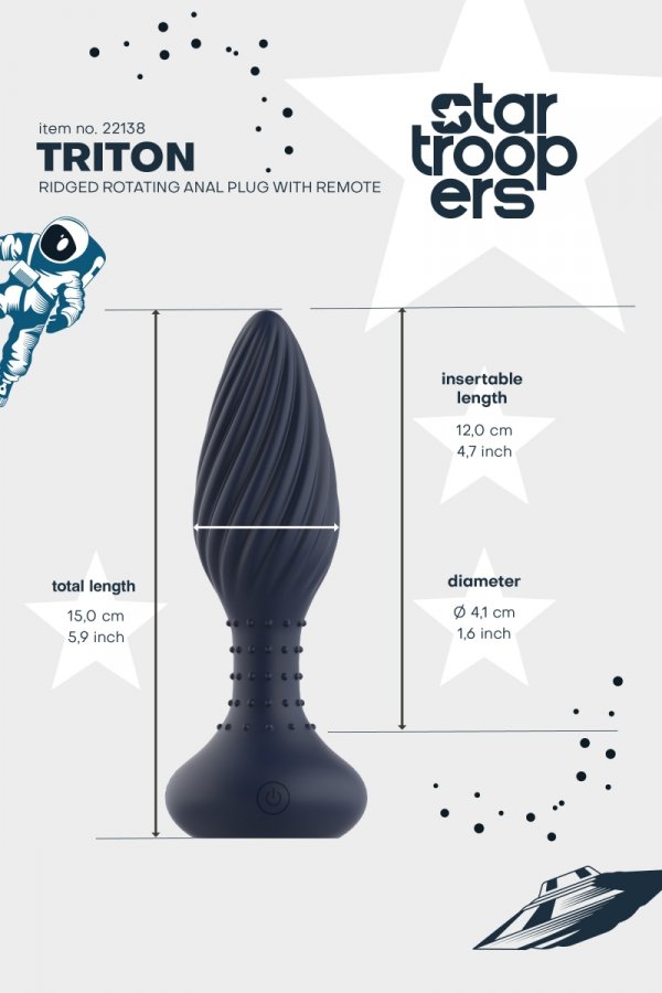 Dream Toys StarTroopers Triton Vibrating Anal Plug - korek analny z wibracjami (granatowy)