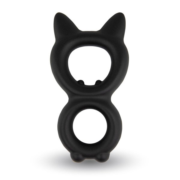 Velv'Or Rooster Kalf Cat Shaped Cock Ring Design - pierścień erekcyjny (czarny)