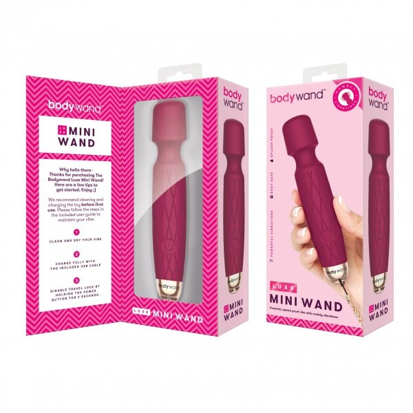 Bodywand Luxe Mini USB Wand Vibrator Pink - mini masażer do ciała (różowy)