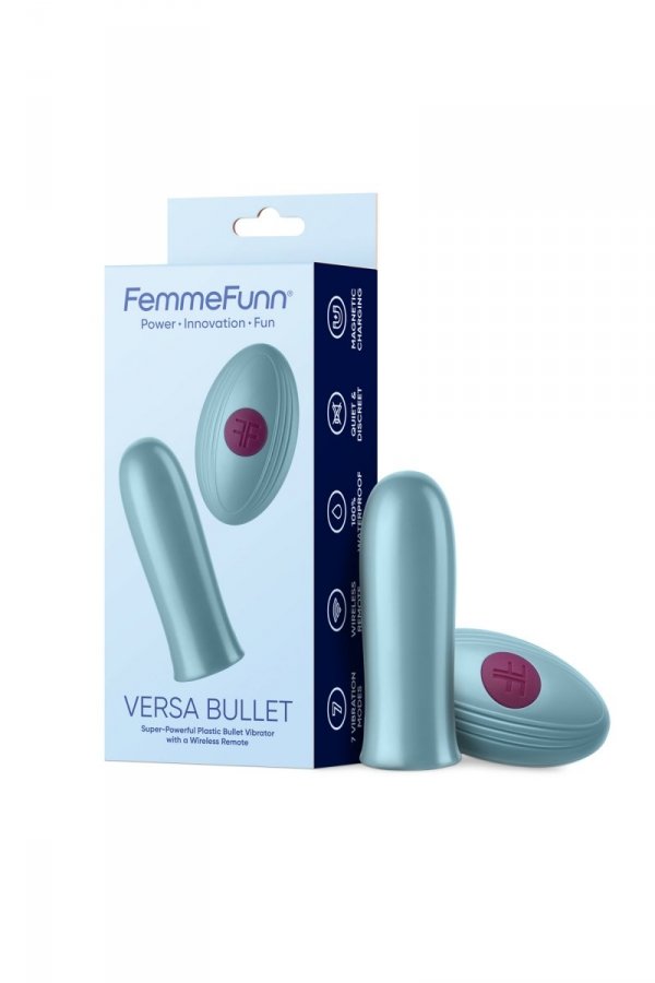 FEMMEFUNN VERSA BULLET WITH REMOTE LIGHT BLUE - mini wibrator z pilotem (niebieski)