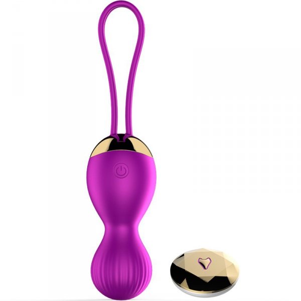 Vibrating Silicone Kegel Balls USB 7 Function- wibrujące kulki gejszy (fioletowe)