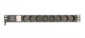 GEMBIRD LISTWA ZASILAJĄCA RACK 19 PDU EG-PDU-014-FC14 1U, 16A, 8X FRANCUSKIE GNIAZDO, WTYK C14, KABEL 3M