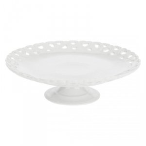 Zdobiona patera do ciasta Valentino - Biały, 26 cm