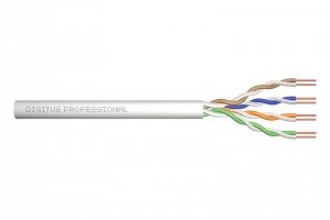 Digitus Kabel instalacyjny kat.5e, U/UTP, Eca, AWG 24/1, PVC, 100m, szary, karton
