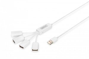 Hub USB DIGITUS DA-70216 (4x USB 2.0; kolor biały)