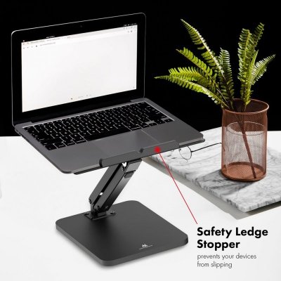 MACLEAN PODSTAWKA BIURKOWA NA MONITOR LUB LAPTOP, SPRĘŻYNA GAZOWA, DO PRACY STOJĄCO SIEDZĄCEJ, CZARNA MC-493