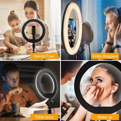 MACLEAN LAMPA PIERŚCIENIOWA 10&quot; LED12W DO SELFIE ZE STATYWEM MCE610