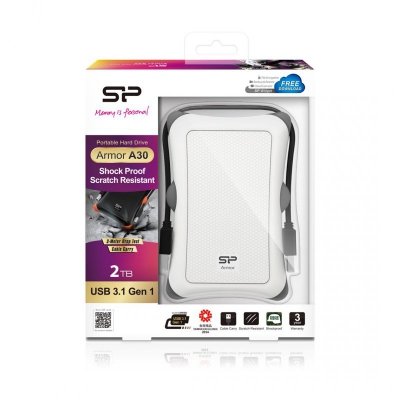 Dysk zewnętrzny HDD Silicon Power Armor A30 (2TB; 2.5&quot;; USB 3.2; 5400 obr/min; White; SP020TBPHDA30S3W)