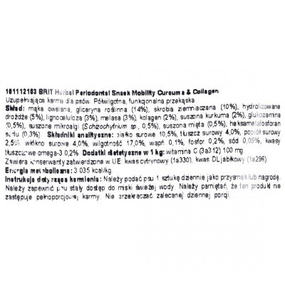 BRIT Dental Stick Mobility Curcum & Collagen  - przysmak dla psa - 251 g