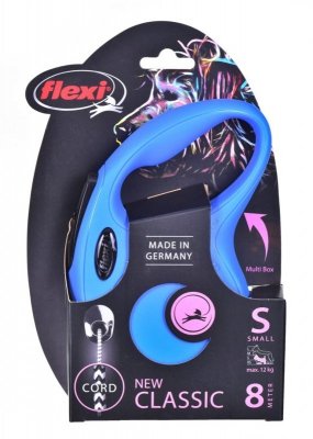 Smycz flexi automatyczna New Classic S linka 8 m - dla psa do 12 kg, kolor niebieski