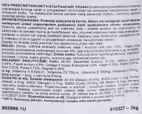 Hill&#039;s Prescription Diet Feline k/d Kidney Care - sucha karma dla kotów z chorobami nerek - 3 kg