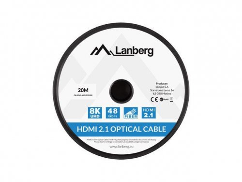 LANBERG KABEL HDMI M/M V2.1 20M 8K OPTYCZNY AOC CA-HDMI-30FB-0200-BK