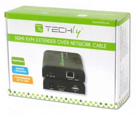 TECHLY KVM EXTENDER HDMI+USB PO SKRĘTCE DO 120M IDATA HDMI-KVM2