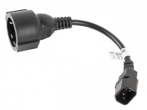 LANBERG PRZEDŁUŻACZ KABLA ZASILAJĄCEGO IEC 320 C14 -&gt; SCHUKO(F), 20CM