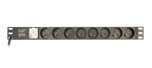 GEMBIRD LISTWA ZASILAJĄCA RACK 19&quot; PDU EG-PDU-014-FC14 1U, 16A, 8X FRANCUSKIE GNIAZDO, WTYK C14, KABEL 3M