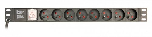 GEMBIRD LISTWA ZASILAJĄCA RACK 19&quot; PDU EG-PDU-014-FC14 1U, 16A, 8X FRANCUSKIE GNIAZDO, WTYK C14, KABEL 3M