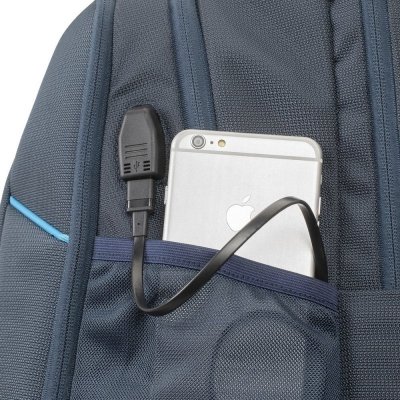 RIVACASE PLECAK NA LAPTOP DLA GRACZY 17,3&quot; BORNEO, GRANATOWY, GAMING, Z MATERIAŁU WODOODPORNEGO