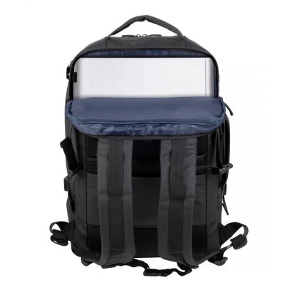 RIVACASE PLECAK NA LAPTOP 17,3&quot; TEGEL ECO, CZARNY, MATERIAŁ WODOODPORNY, EKO RPET, KIESZENIE NA SMARTFON, DOKUMENTY,AKCESOR