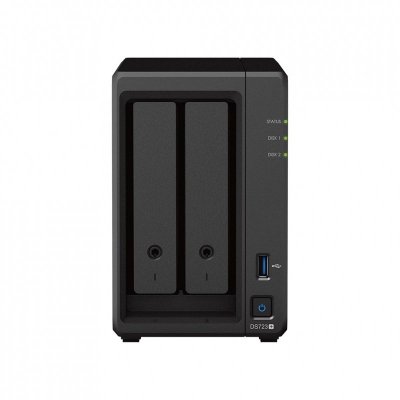 NAS Synology DS723+; Tower; 2x (3.5&quot; SATA HDD); AMD Ryzen R1600;,2GB DDR4 ECC (max. 32GB), 2x 1GbE RJ-45
