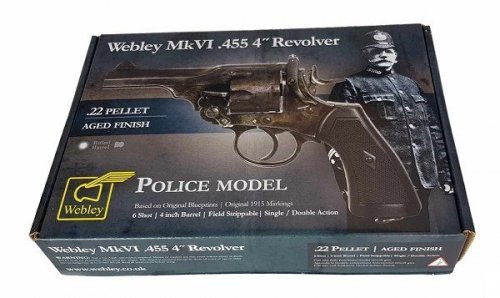 Rewolwer WEBLEY MKVI .455 Police kal.5,5 mm Diabolo łuski 6-strzał. lufa 4&quot; CO2 Battlefield Ekp do17J