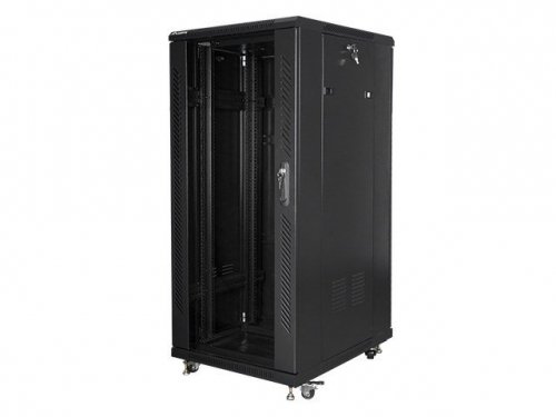 Szafa rack Lanberg FF01-6827-12B (27U; 19&#039;&#039;; 1390mm / 600mm / 800 mm; stojąca; Pełne, Szklane; 800 kg; kolor czarny)