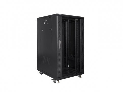 Szafa rack Lanberg FF01-6822-12B (22U; 19&#039;&#039;; 1160 mm / 600mm / 800 mm; stojąca; Szklane; 800 kg; kolor czarny)