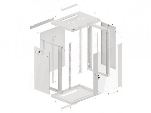 Szafa Rack Lanberg  WF01-6415-10S (770mm / 600mm / 450 mm; wisząca; szary)