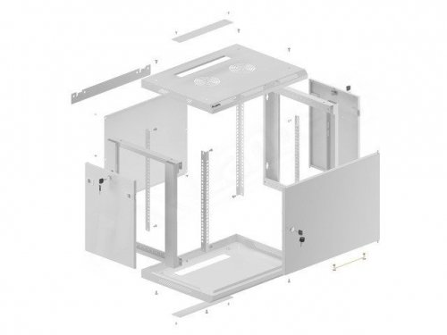 LANBERG SZAFA WISZĄCA RACK 19&quot; 9U 600X450 DRZWI METALOWE SZARA (FLAT PACK) WF01-6409-00S