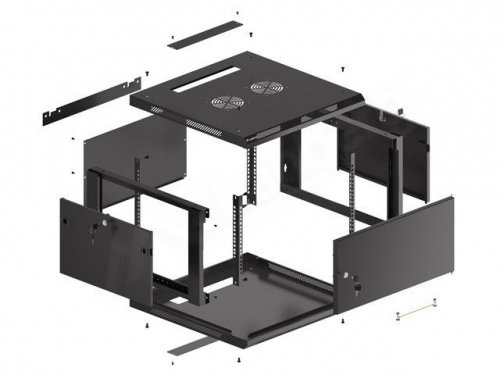 LANBERG SZAFA WISZĄCA RACK 19&quot; 6U 600X600 DRZWI METALOWE CZARNA (FLAT PACK) WF01-6606-00B
