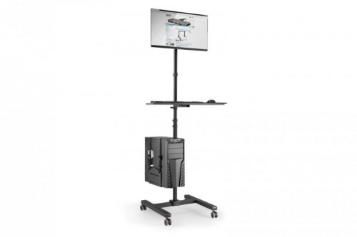 DIGITUS STOJAK - MOBILNA STACJA ROBOCZA 1XLCD MAX.32&quot; MAX.8KG + KLAWIATURA + PC MAX.10KG, UCHYL.-OBROT. DA-90374