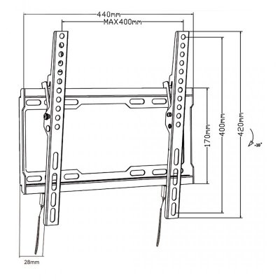 MACLEAN UCHWYT DO TV MAX VESA 400X400, 32-70&quot;, 45KG, REG. ODCHYLENIA +0°~-10°, MC-412
