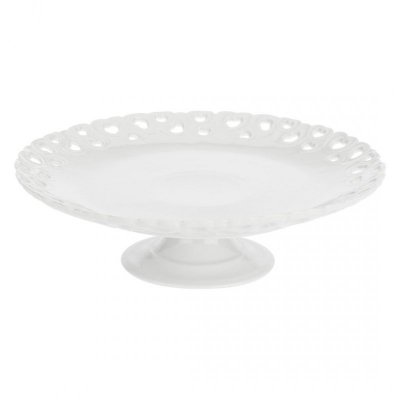 Zdobiona patera do ciasta Valentino - Biały, 26 cm