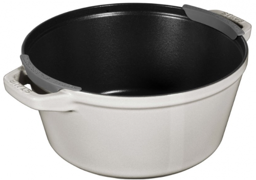 Zestaw 3 naczyń żeliwnych z pokrywką STAUB 40508-388-0 - biała trufla 24 cm