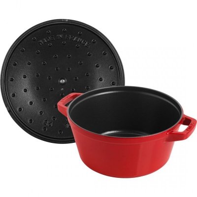 Zestaw 3 naczyń żeliwnych z pokrywką Staub - 24 cm, Czerwony