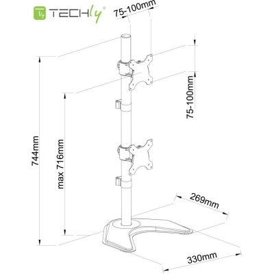 Techly ICA-LCD 2520V uchwyt / stojak do monitorów 68,6 cm (27&quot;) Biurko Czarny