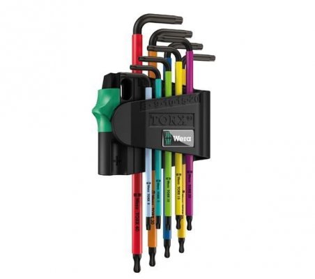 Zestaw kluczy trzpieniowych TORX BO Multicolour, BlackLaser, z magnetyzerem , 967/9 TX BO Multicolour 1 WERA