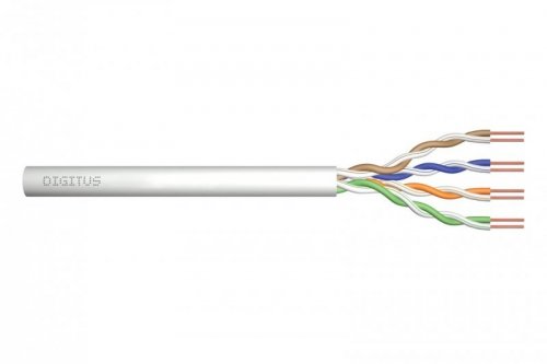 Kabel instalacyjny DIGITUS kat.5e, U/UTP, Eca, AWG 24/1, PVC, 50m, szary