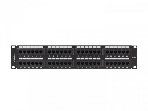 LANBERG PATCH PANEL 48 PORT 2U KAT.6 CZARNY PPU6-2048-B
