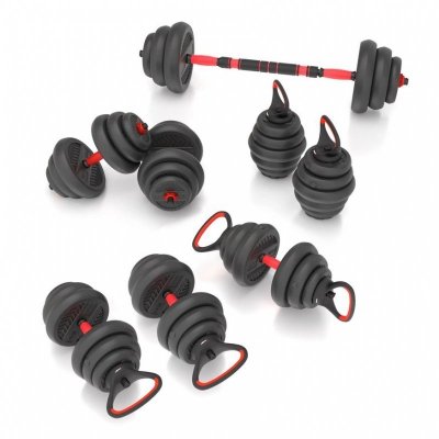 Zestaw ciężarów 6w1 HMS SGN120 (sztanga, sztangielki i kettlebell) 20kg