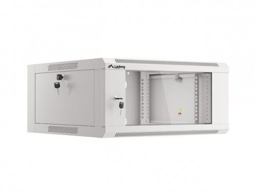 SZAFA INSTALACYJNA RACK WISZĄCA 19&quot; 4U 600 SZARA DRZWI SZKLANE LANBERG (ZŁOŻONA)