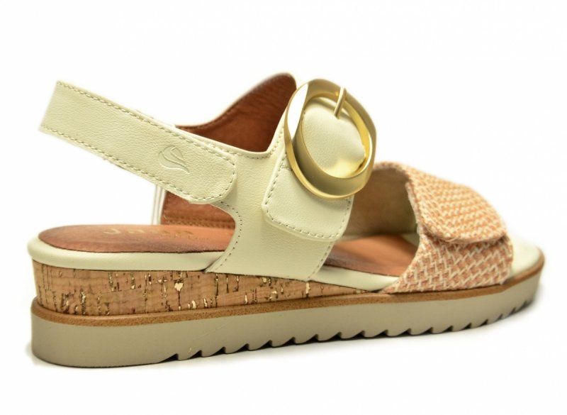 Sandały beż 39 JANA 28776 na platformie koturnie beżowe kremowe