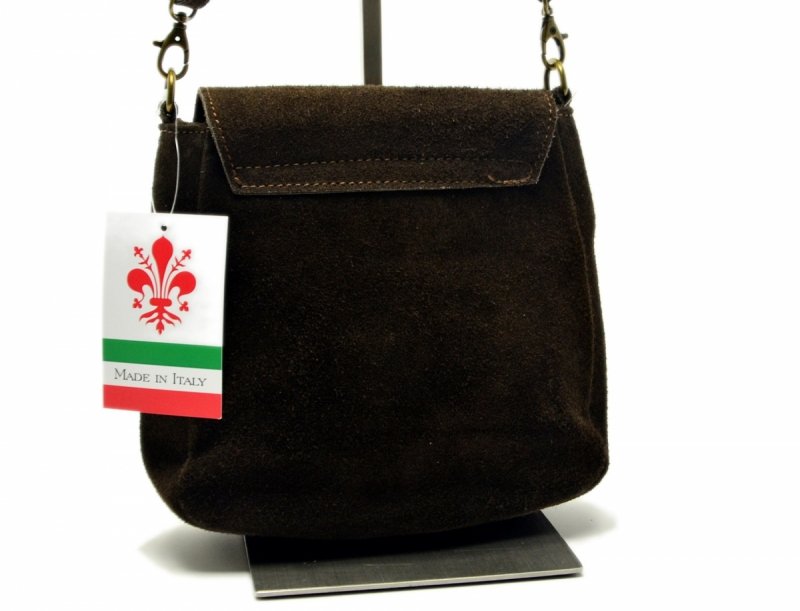 TOREBKA skóra listonoszka brązowa MIKO skórzana brąz zamsz 