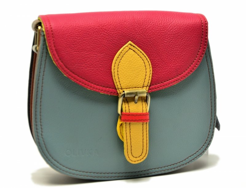 Torebka listonoszka OLIVKA skóra kolorowa skórzana 