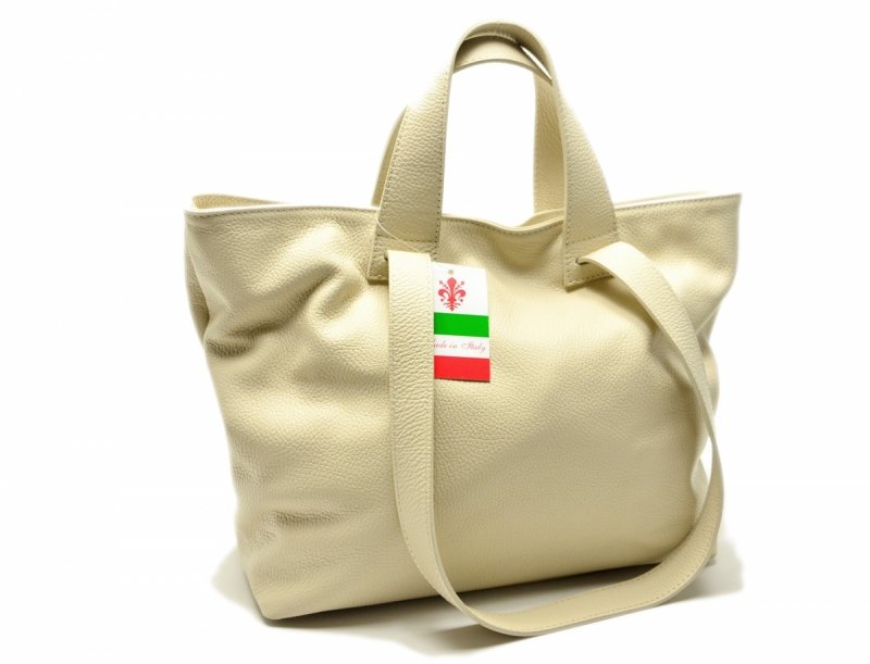 TOREBKA skóra MIKO skórzana jasny beż beżowa 