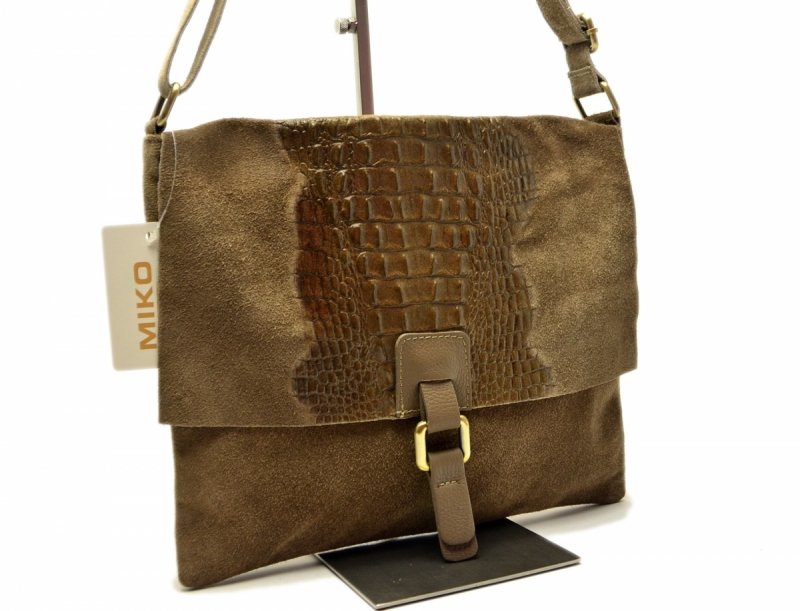 TOREBKA skórzana MIKO skóra taupe damska listonoszka beżowa