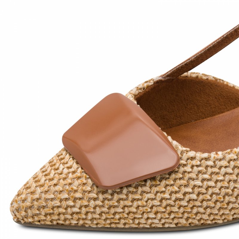 Czółenka brąz beż 37 MARCO TOZZI 29503 kaczuszki z odkrytą piętą brązowe beżowe