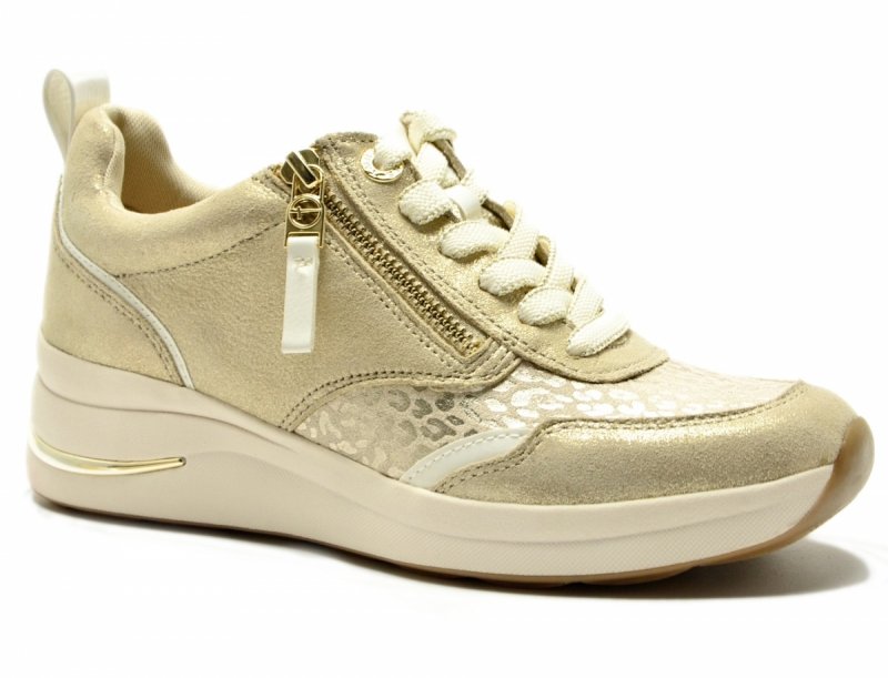 Sneakersy 41 TAMARIS 83714 skóra półbuty beżowe złote skórzane